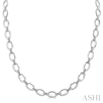 Silver Bold Oval Link Diamond Necklace